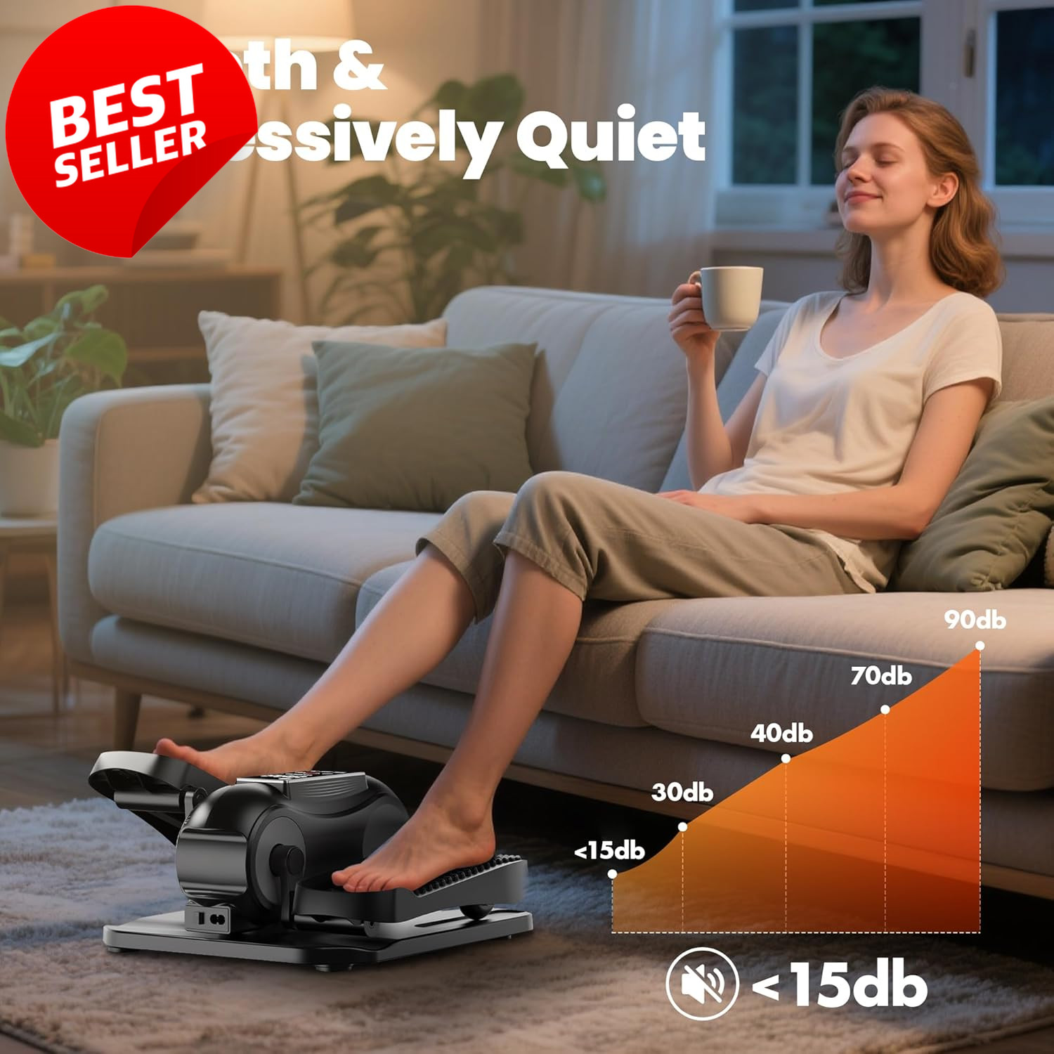 Under Desk Elliptical Machine 12 Speed Quiet Pedal Exerciser Remote Black - US