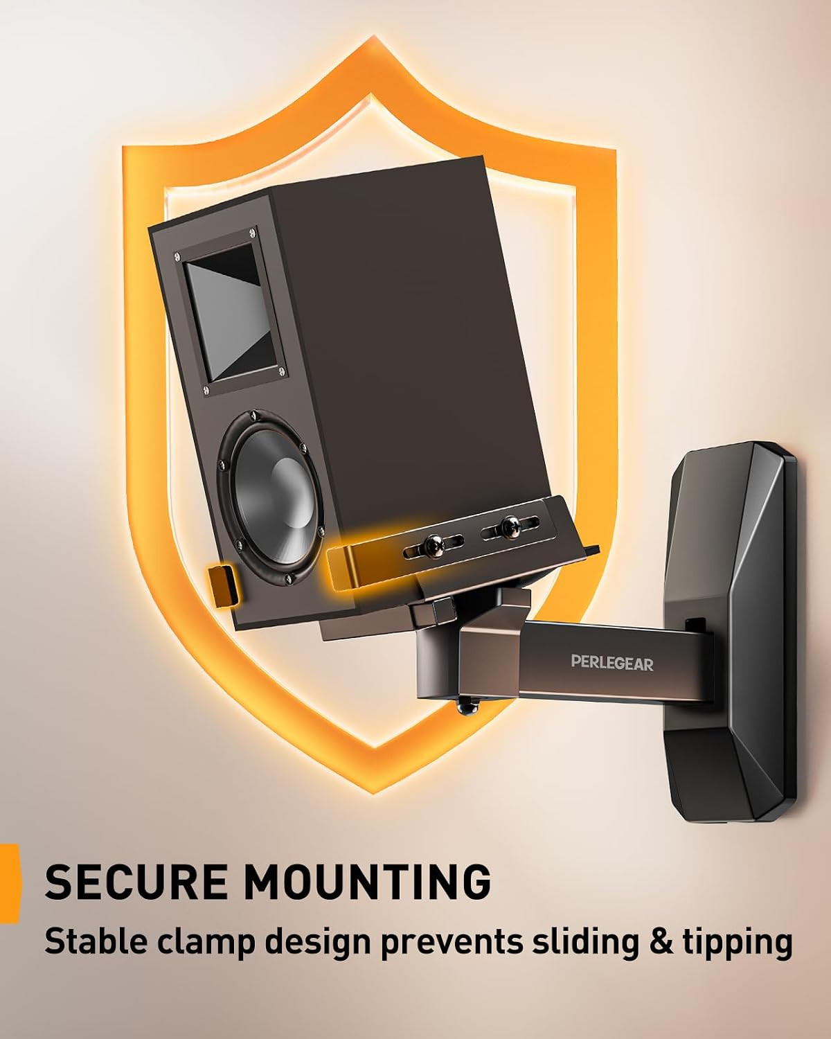 Speaker Wall Mounts, Bookshelf Speaker Mounting Brackets with Dual Side Stable C