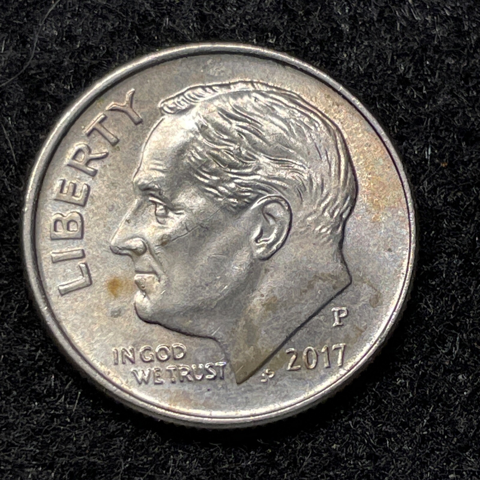 2017 Dime, Lamination Error, Copper Showing Thru Reverse, UNC