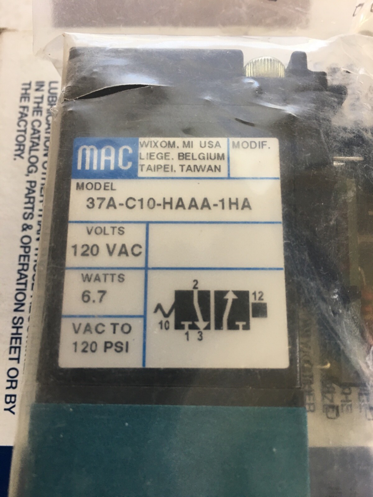 MAC 37A-C10-HAAA-1HA valve (bin37)