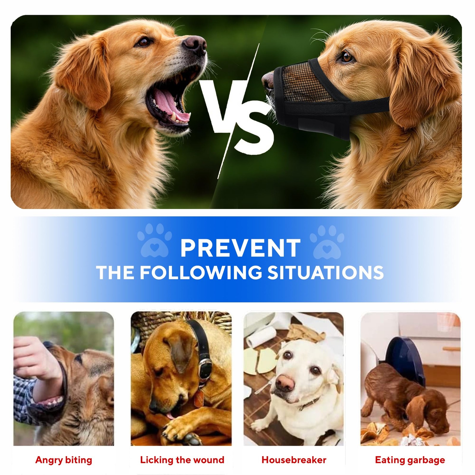 Extra Large Dog Muzzle Air Mesh Biting Barking Chewing Prevent Adjustable