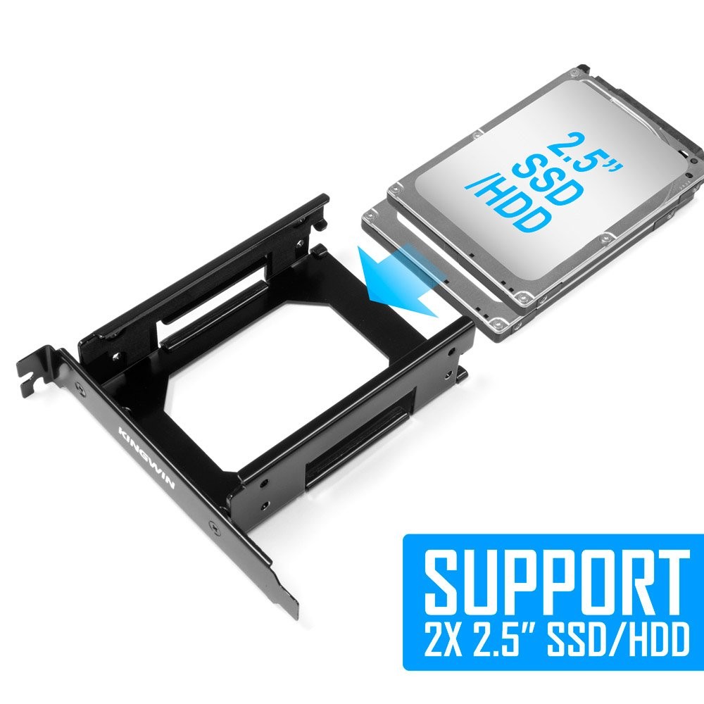Kingwin PCI SSD Mounting 2 x 2.5” IDE/SATA HDD/SSD Bracket, Black