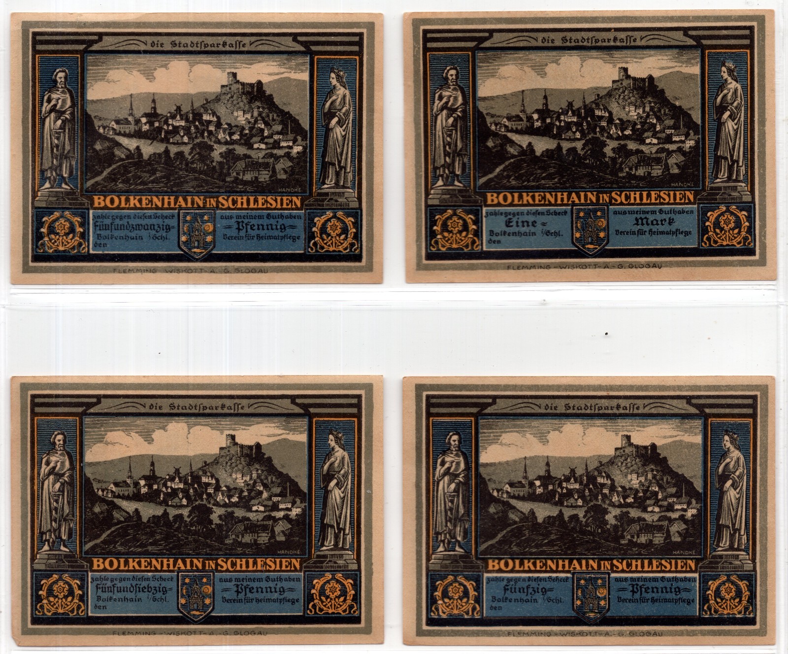 1921 Germany Bolkenhain Notgeld 4 Note Set (3540)