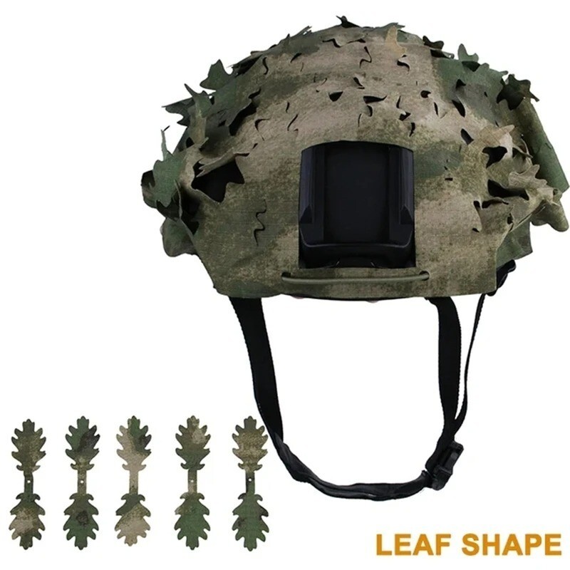 3D Camo Net Tactical Helmet Cover Scrim High Cut Nylon Drawstring Netting Leaf
