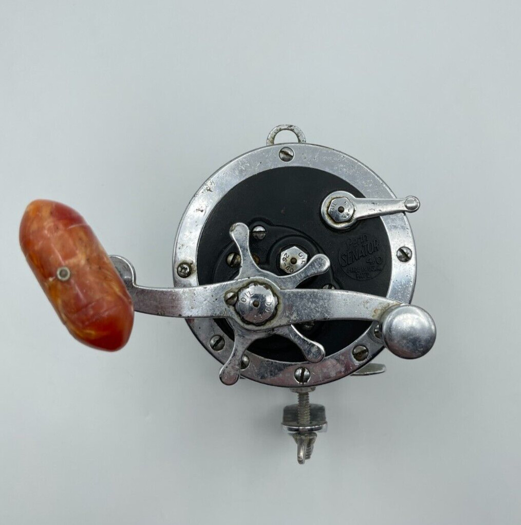 Vintage Penn Senator 4/0 Fishing Reel Saltwater Boat & Sail Fish Deco Side Plate