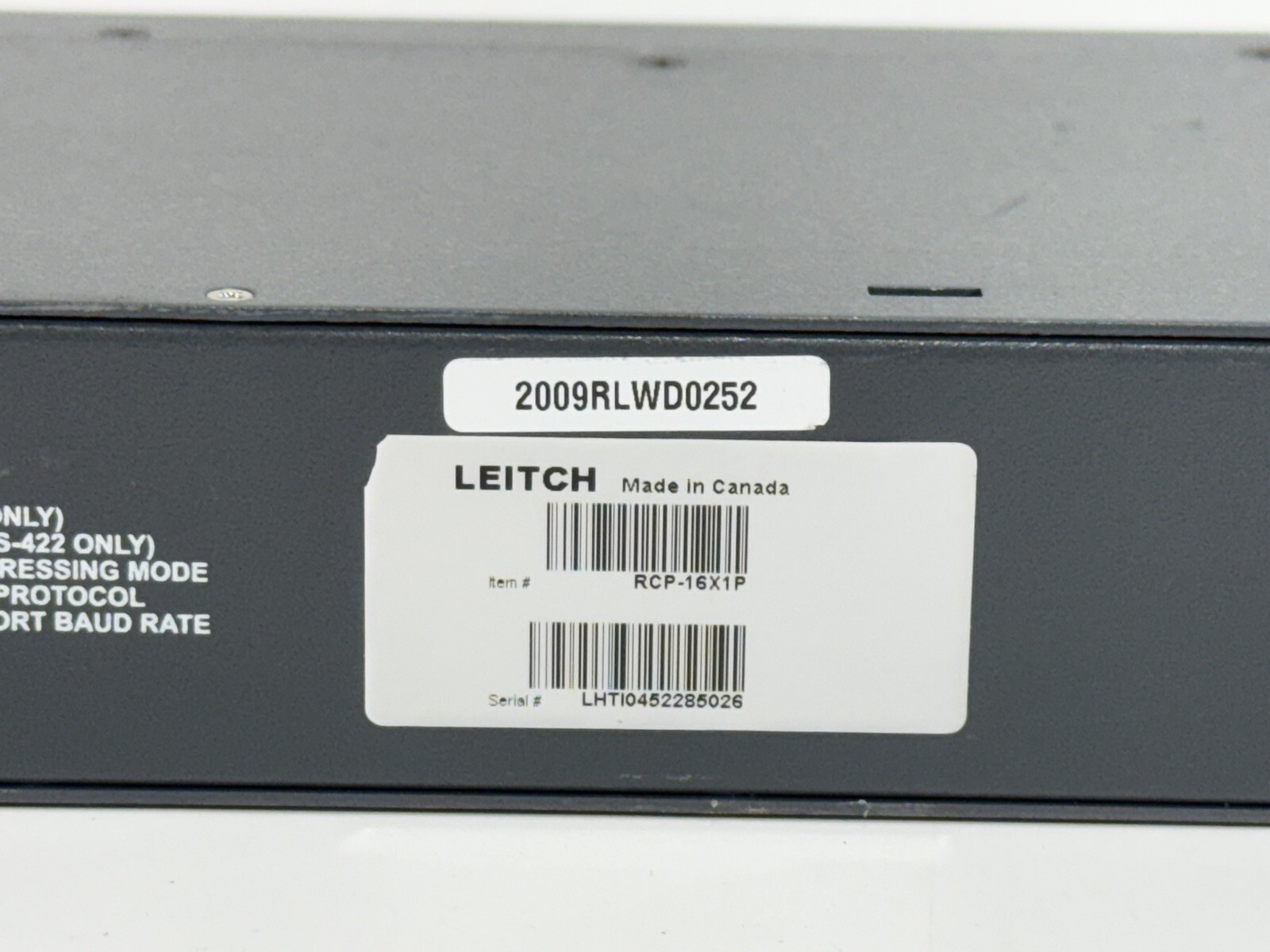 Harris Leitch RCP-16X1P ~ 1RU 16x1 Programmable Pushbutton Remote Panel