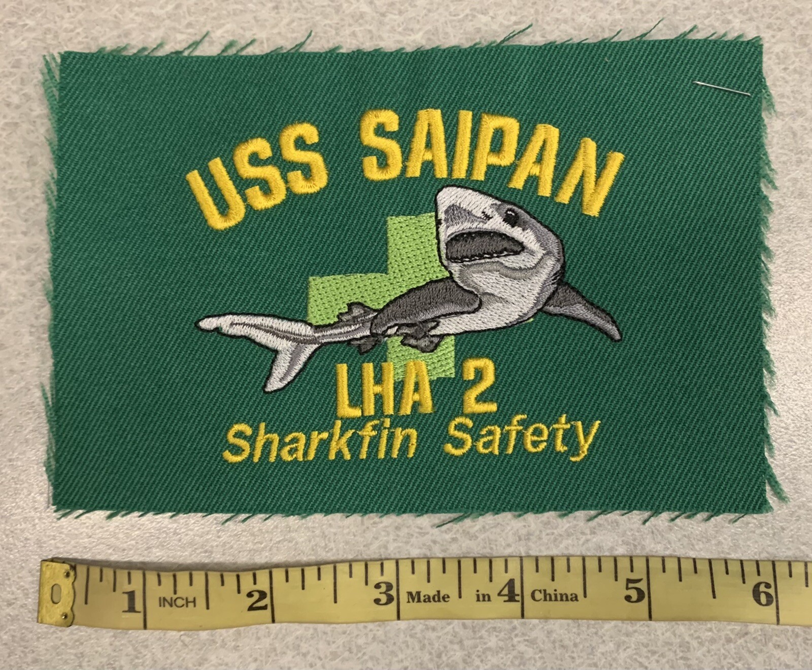 USS SAIPAN LHA-2 Sharkfin Safety USN navy Military Patch