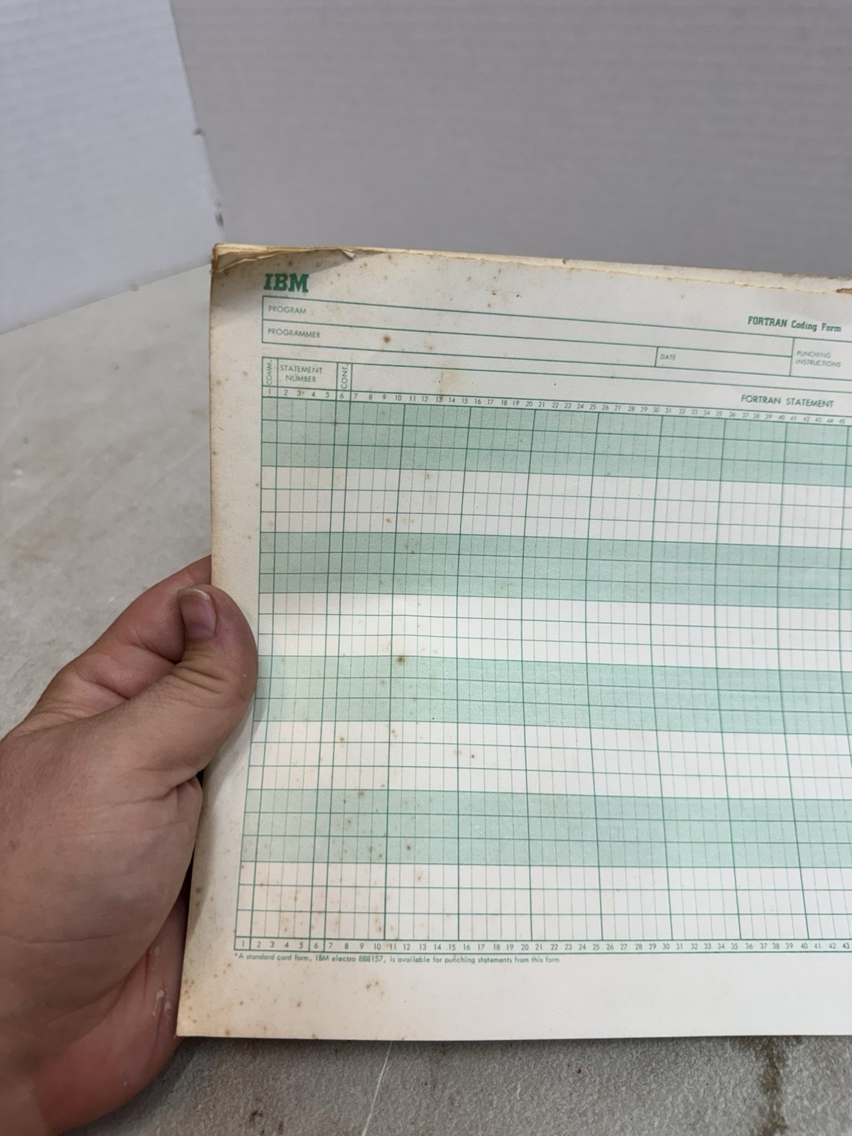 vintage ibm fortran coding form gx28-7327-6 u/m 050