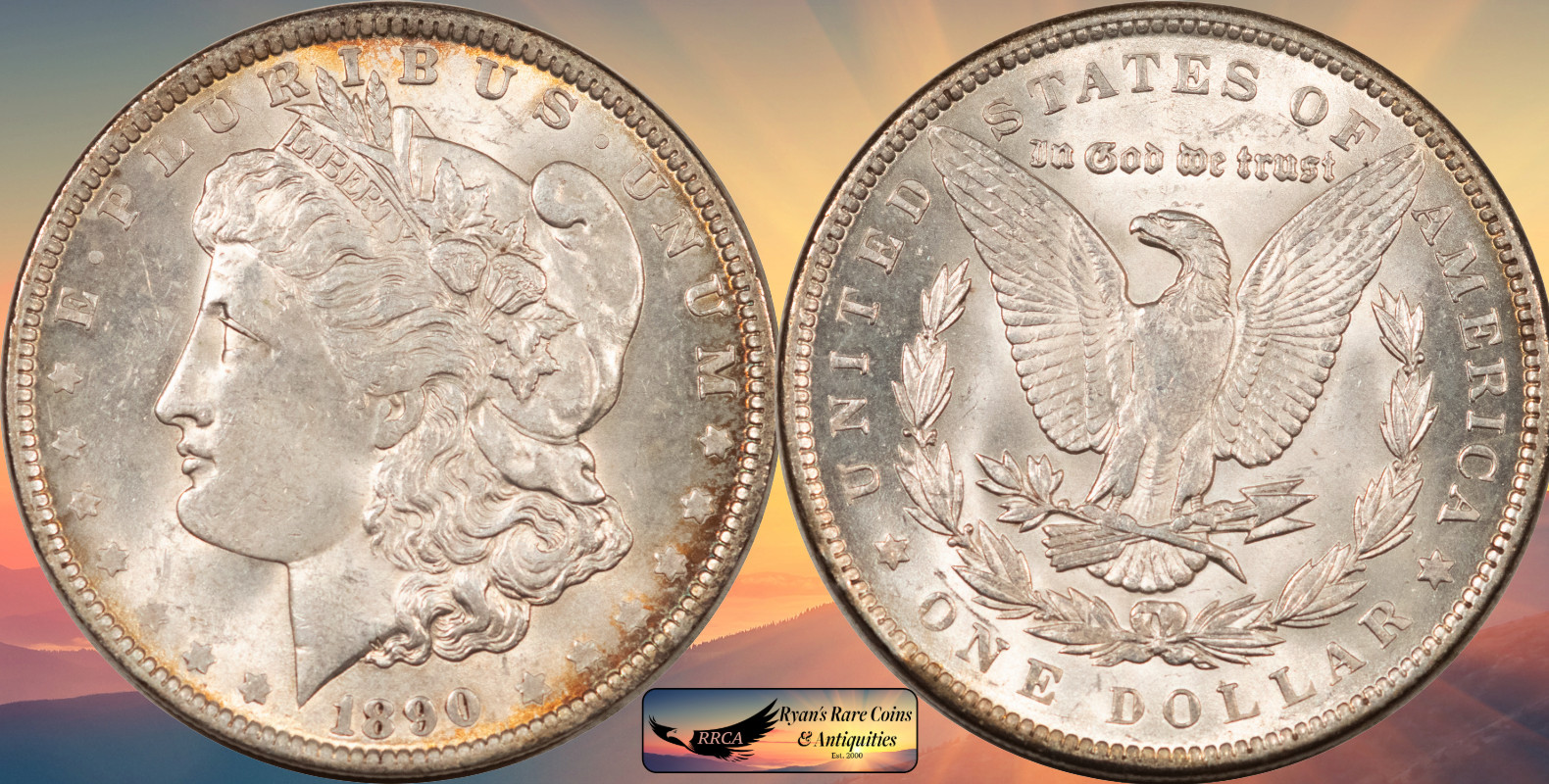 1890 Morgan Silver Dollar Brilliant Uncirculated, Subtle Edge Toning, C8568