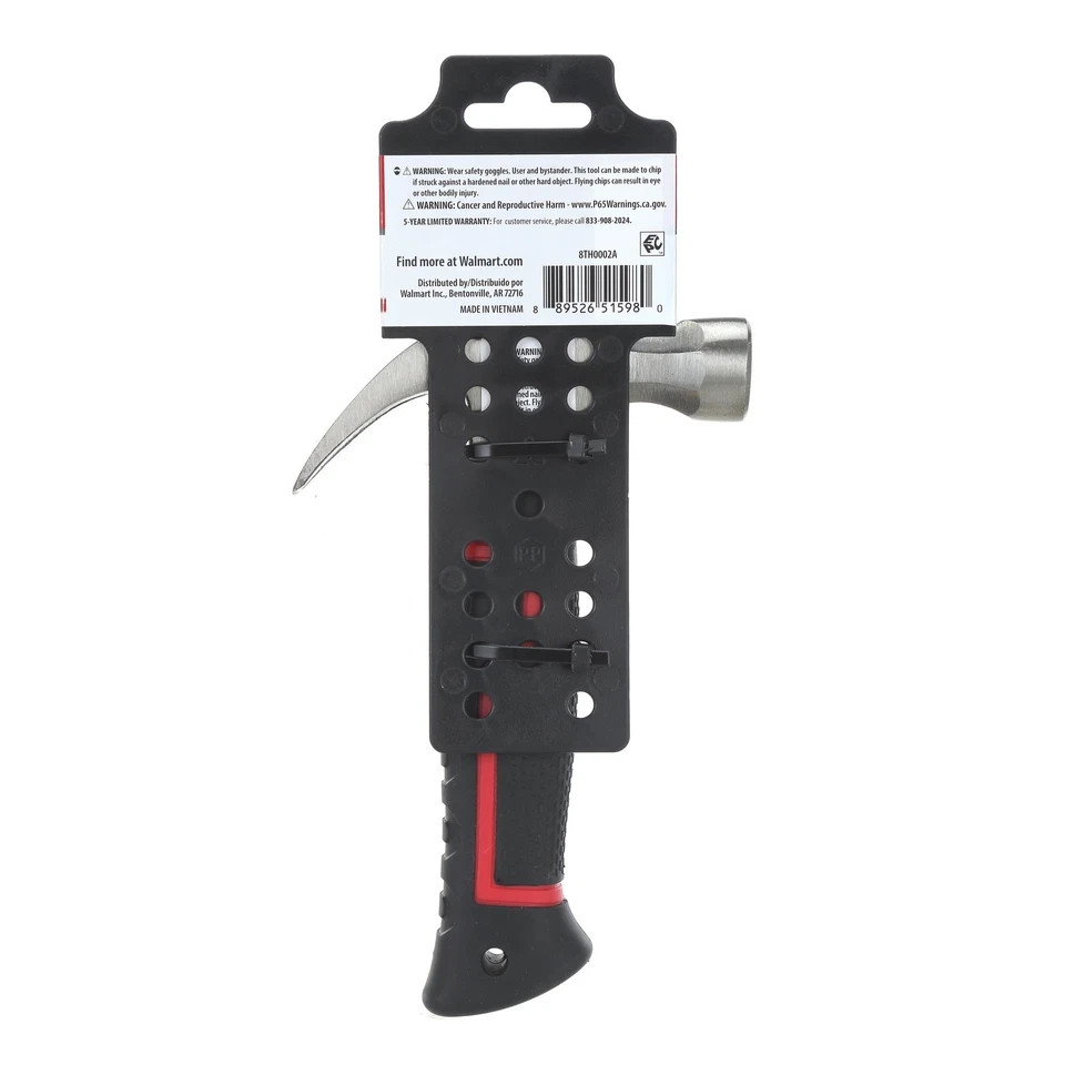 Hyper Tough 10oz Stubby Hammer - Heavy-Duty Head Weight, Compact Grip