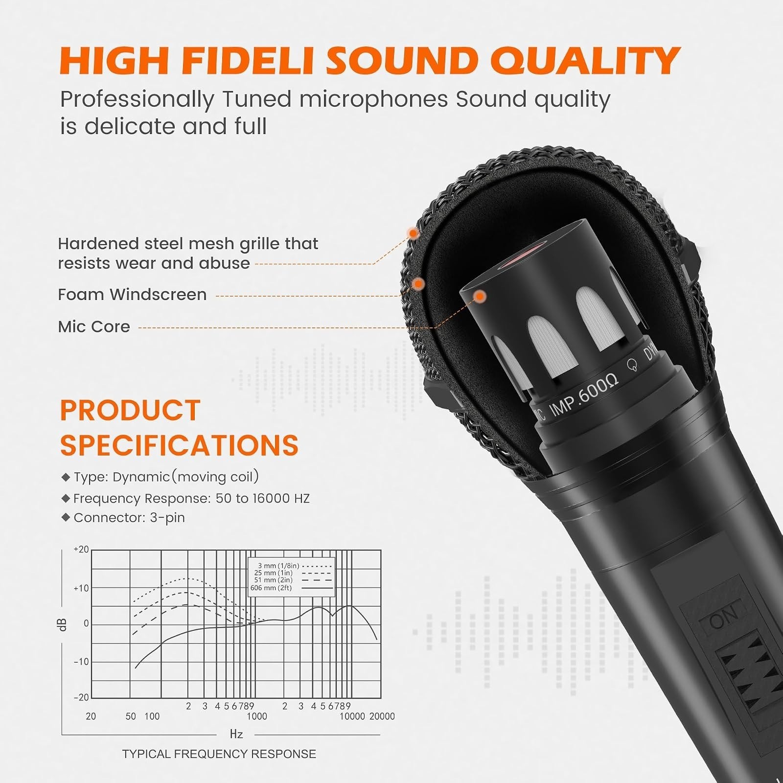 talomen L52-B Wired Microphone with XLR Cables, Cardioid Dynamic Mic