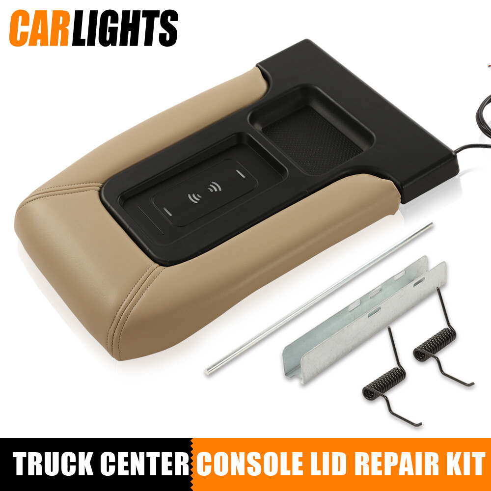 Beige Center Console Lid Wireless Charging Armrest Fit For 1999-2007 Chevrolet
