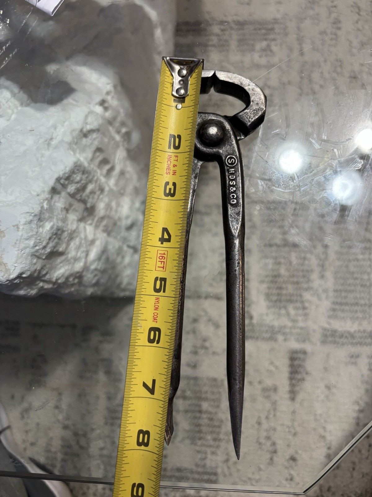 Antique Forged Nail Nippers Puller Blacksmith Tool Carpenter 8" HDS & CO