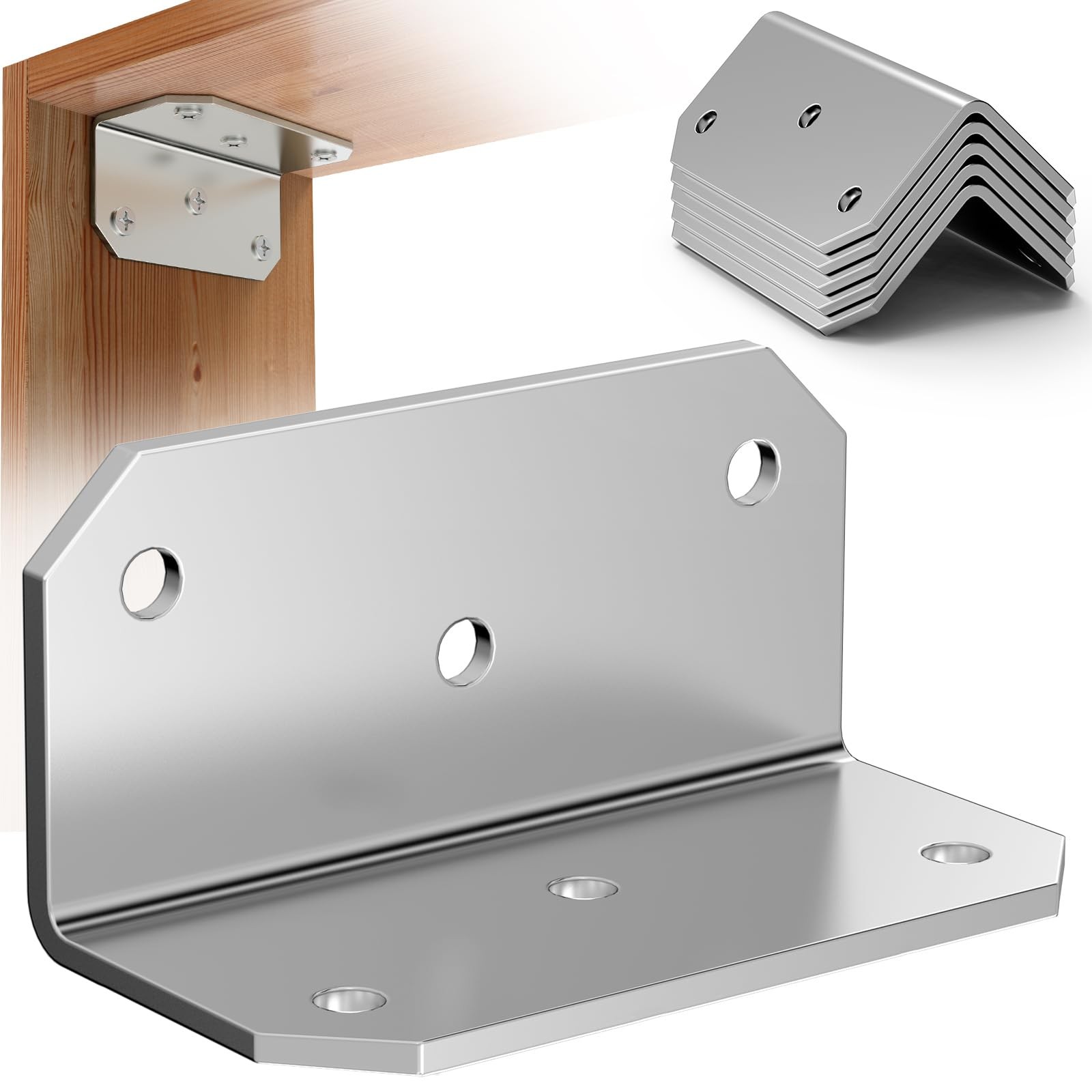 4 PCS L Brackets Corner Brace 4''x2''x2'' Galvanized Medium L Angle Bracket I...