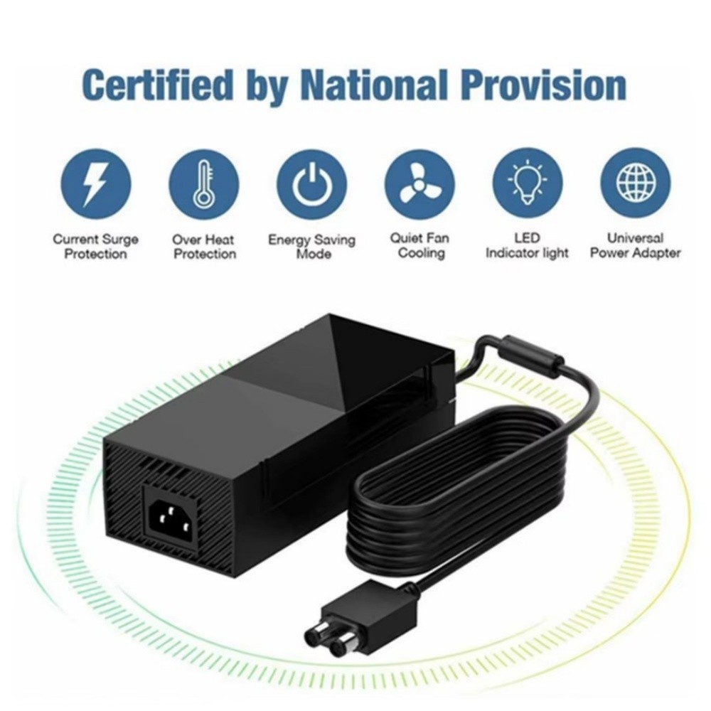 Xbox One 500GB Power Adapter Global Voltage Safe Quiet LED Indicator US Cable