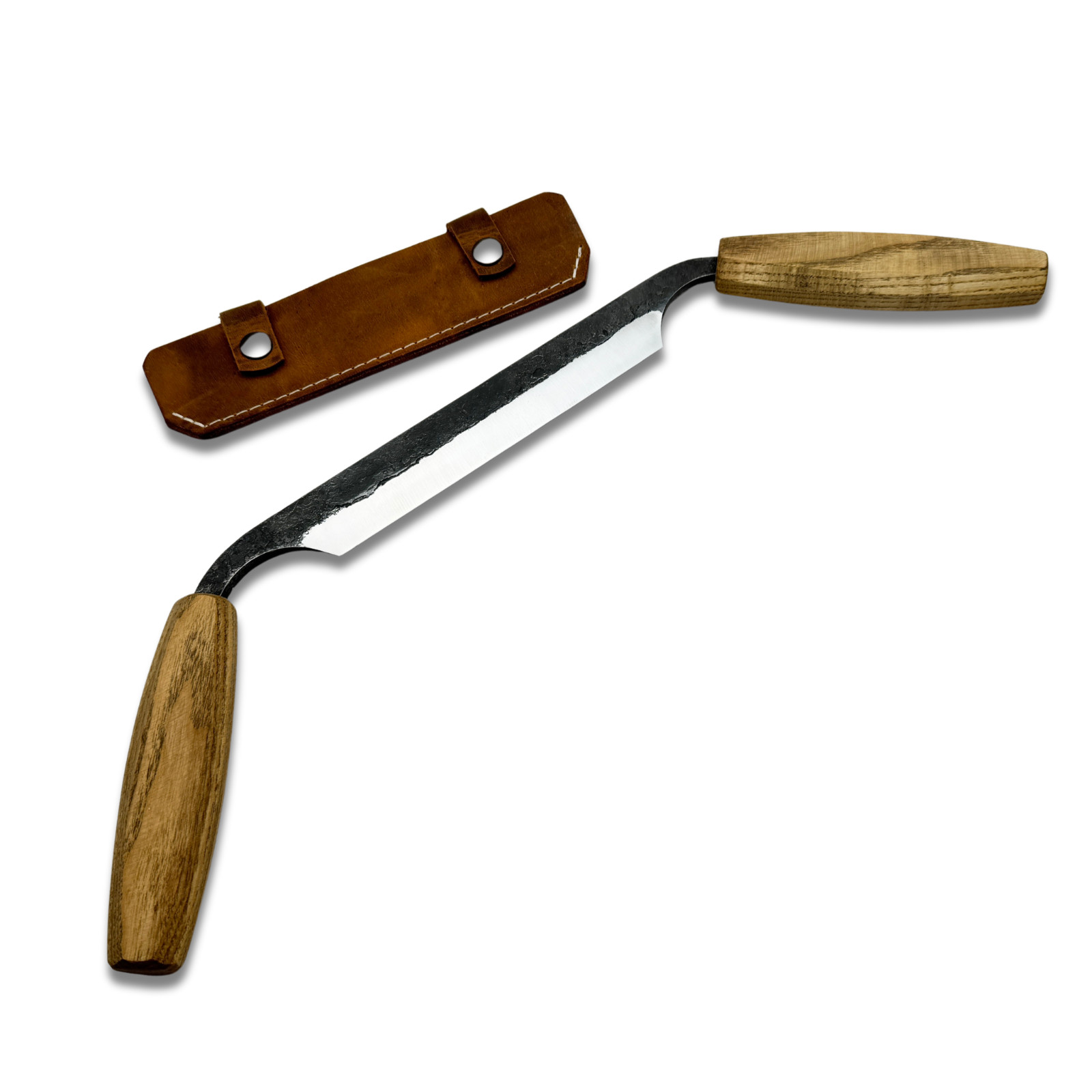Hand-Forged Drawknife. Ash Handle Wood Carving Tool. Steel Blade. Beginner Gift.