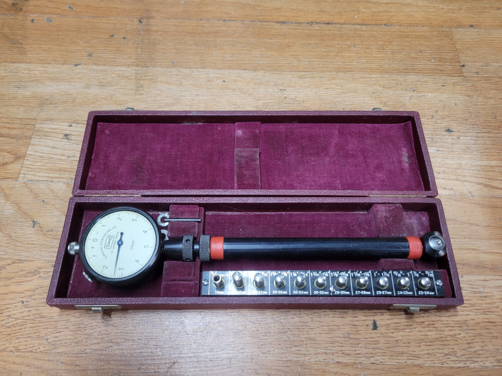 ENGLAND TUMICO 7/8 - 1 7/16"  X .0001" DIAL BORE GAGE