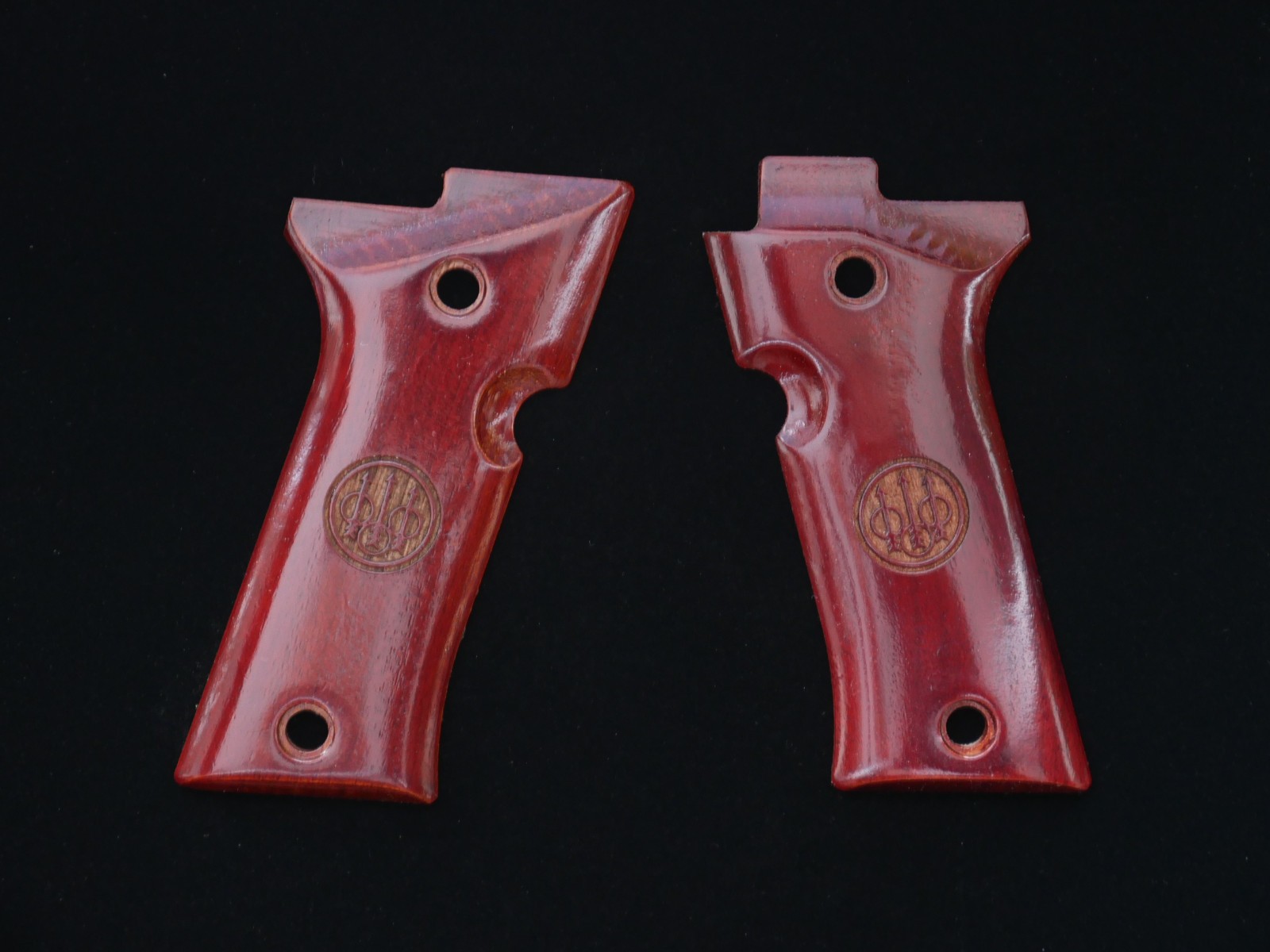 BERETTA 80X CHEETAH WALNUT WOOD GRIPS CUSTOME MADE *MAROON-FLAT-LOGO*