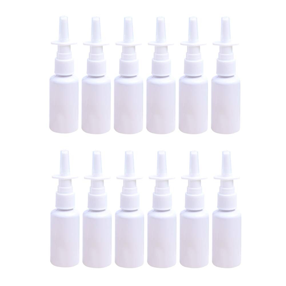 12 Pieces 30 ml Empty Plastic Nasal Spray Bottles Refillable white