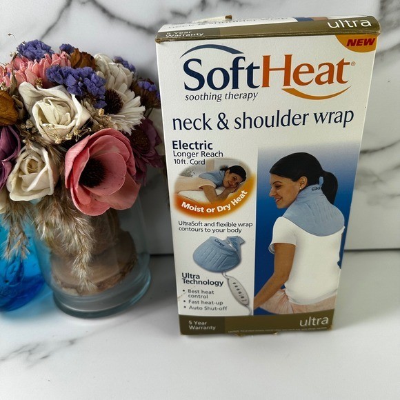 SoftHeat Ultra Neck Shoulder Wrap Electric Soothing Therapy Moist Dry Heat