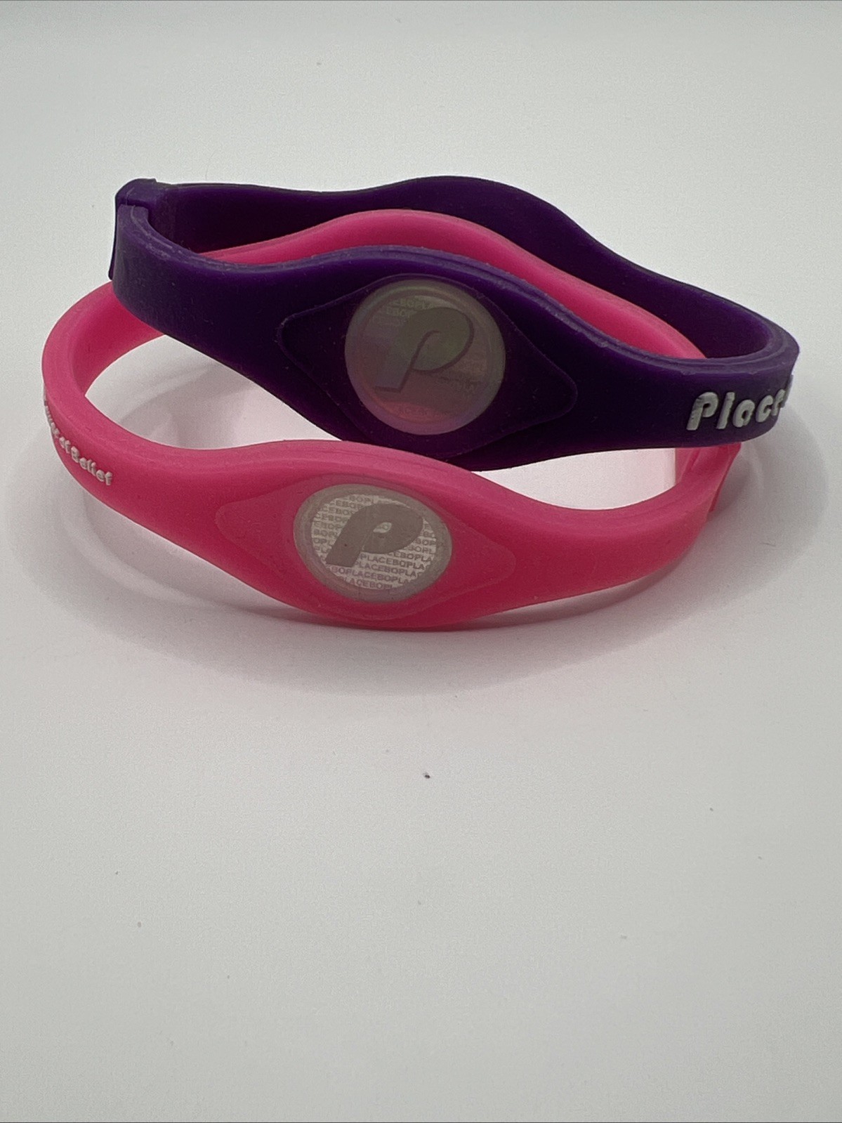 2 Placebo Silicone The Power Of Belief Hologram Wristbands Pink Purple Athletic