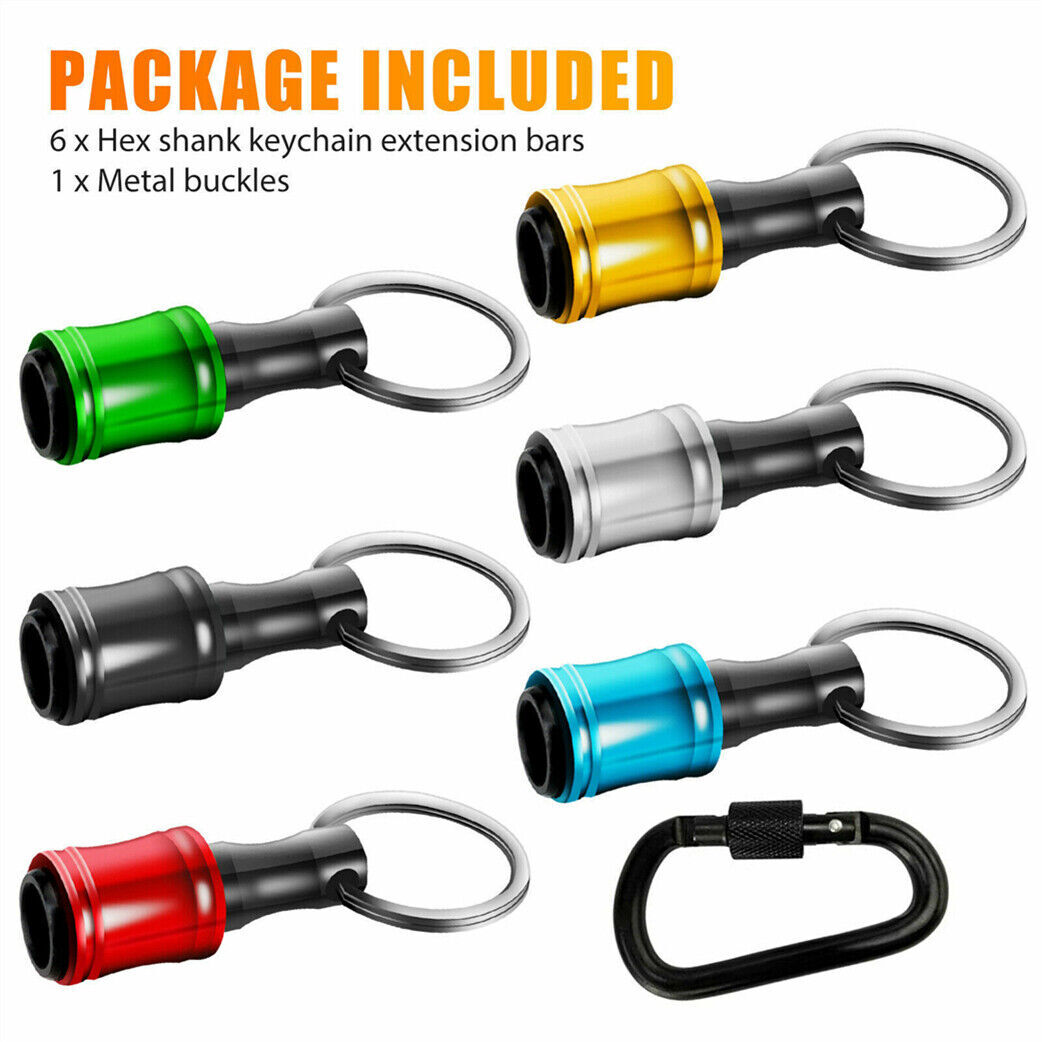 7Pcs 1/4" Hex Shank Quick Release Keychain Screwdriver Drill Bit Holder Bits Set