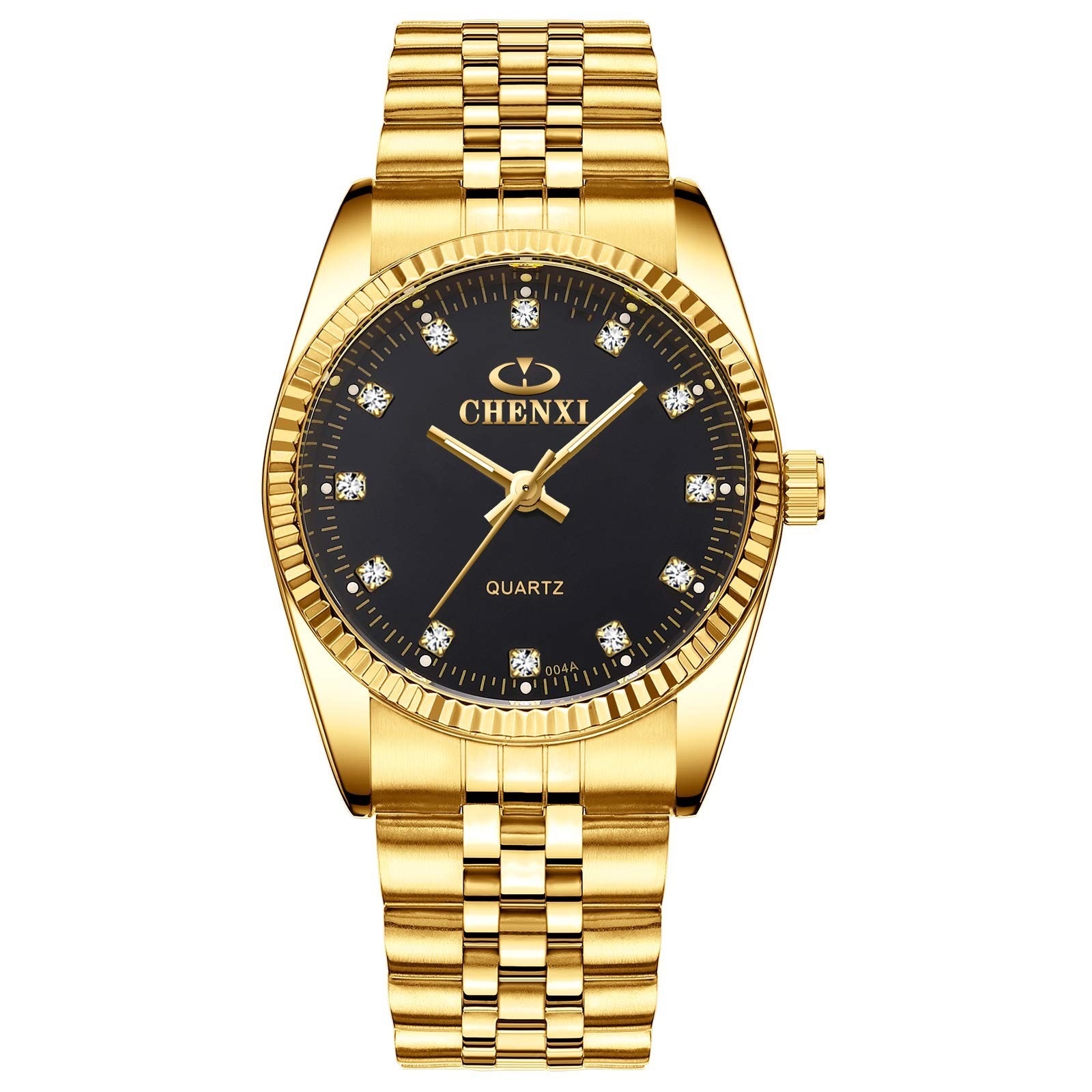 DREAMING Q&P Fq-043 Classic Golden Stainless Steel Male Female Crystals Quart...