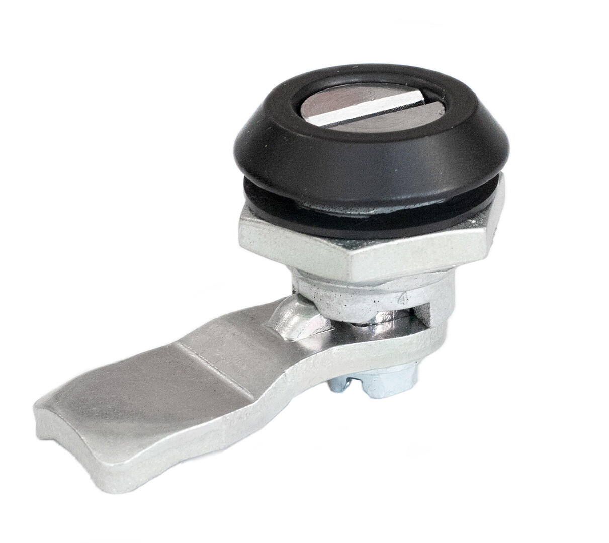 Black Steel Quarter Turn Cam Lock Latch - Operates by Screwdriver - Slot - IP65