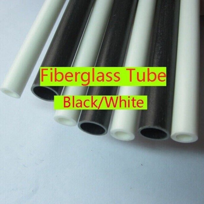 2PCS Black / White 50cm Fiberglass Pipe Round Tube 4 5 6 8 10 12 16 20 25mm