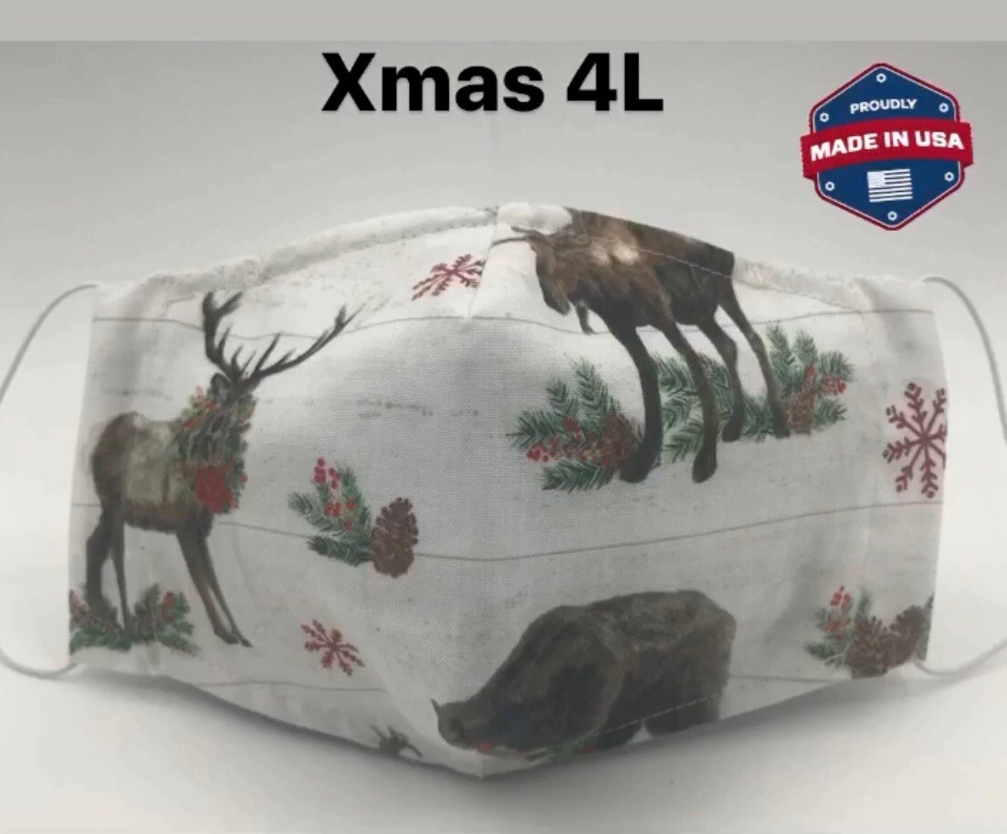 USA Christmas Adult Cloth Face Cover Mask 100% Cotton Washable PM2.5 Filter