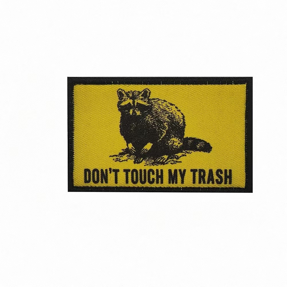 DON'T  TOUCH MY  TRASH RACCOON MILITRAY TACTICAL HOOK LOOP PATCH BADGE YELLOW-P