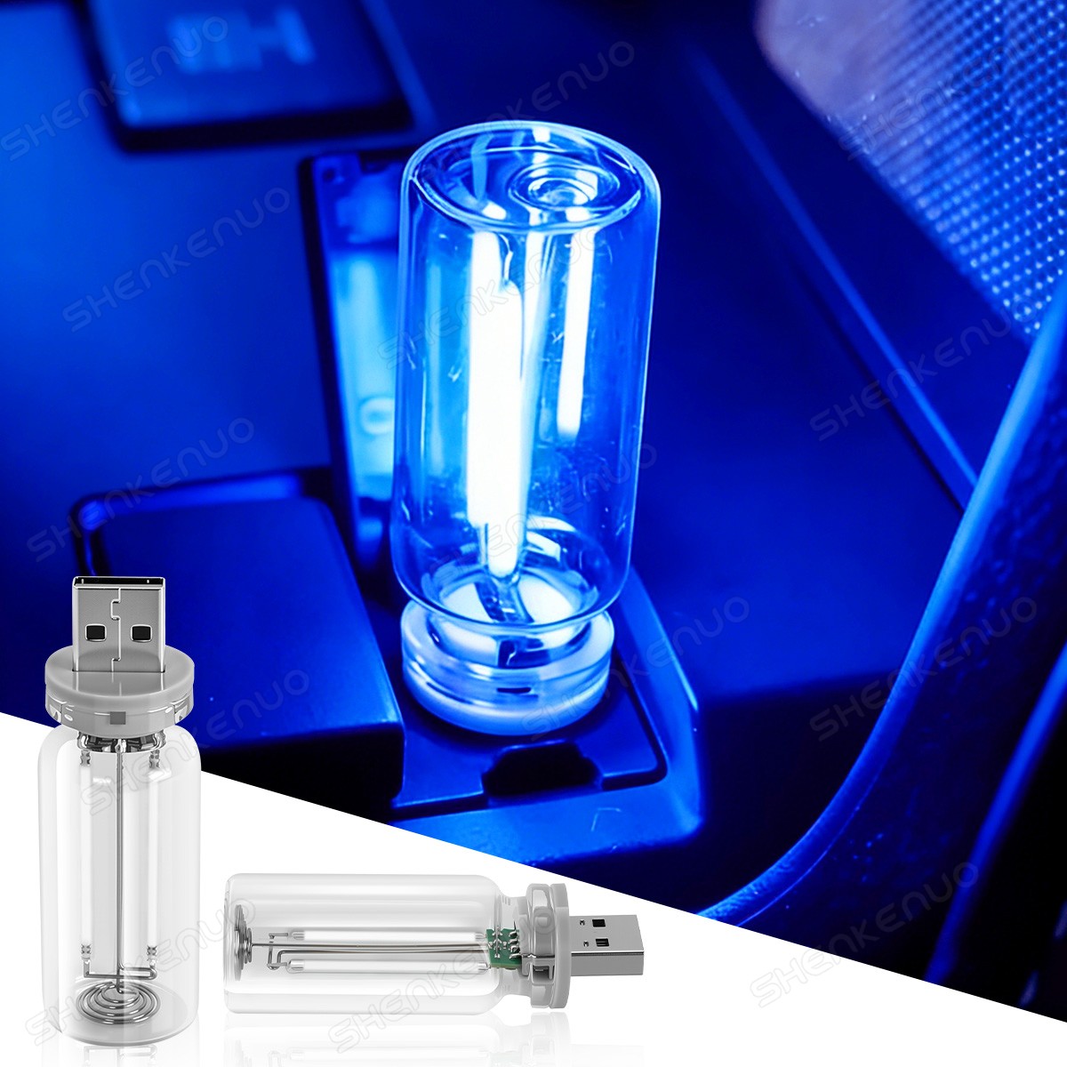 Touch Control Car USB LED Blue Light Atmosphere Night Light Dimmable New