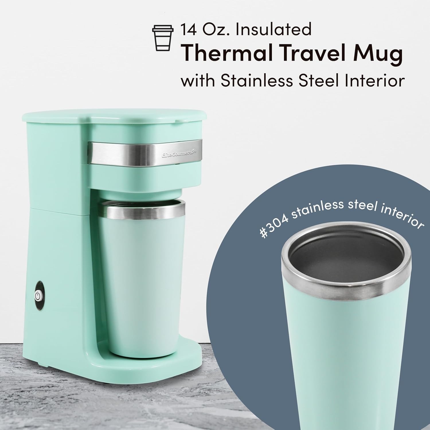 Personal Single-Serve Compact Coffee Maker Brewer Includes 14Oz. Stainless St...