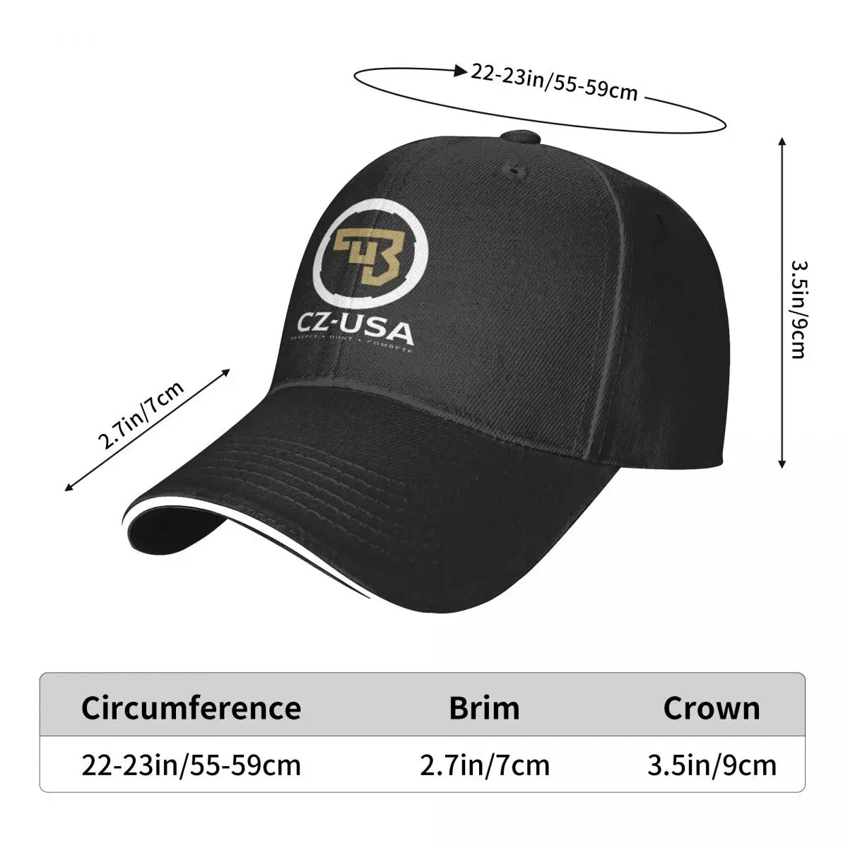 CZ USA Logo Baseball Cap: Fitted, Breathable, Snapback, Summer Fishing Hat