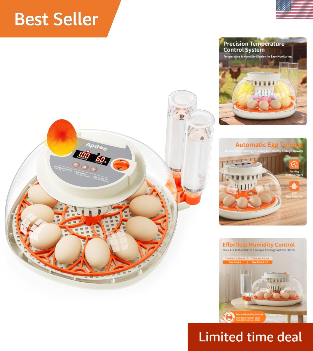 Precision Egg Hatching Incubator for 12 Chicken, Duck & Quail Eggs - Easy to Use