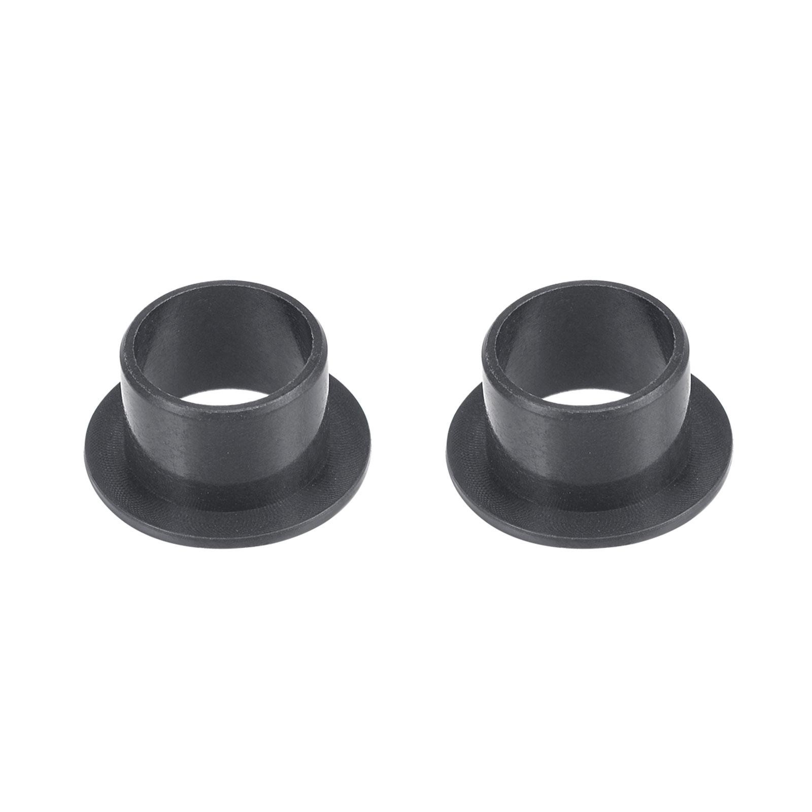Flanged Sleeve Bearings 12mmx14mmx10mm POM Wrapped Oilless Bushings Black 2pcs