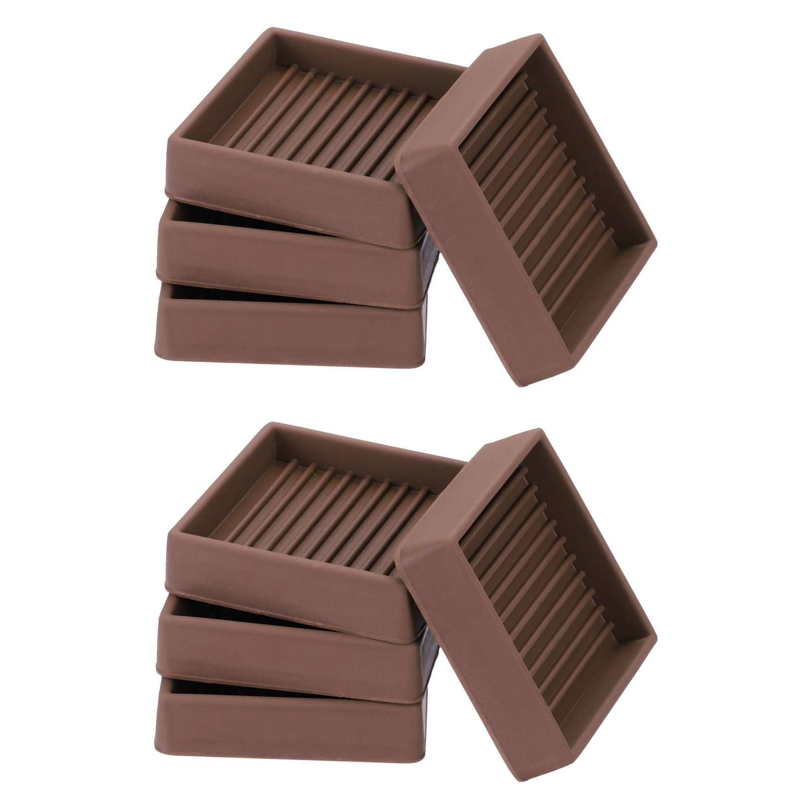 8Pcs 2" Furniture Pads Non-Slip Furniture Coasters Square Caster Cups Brown