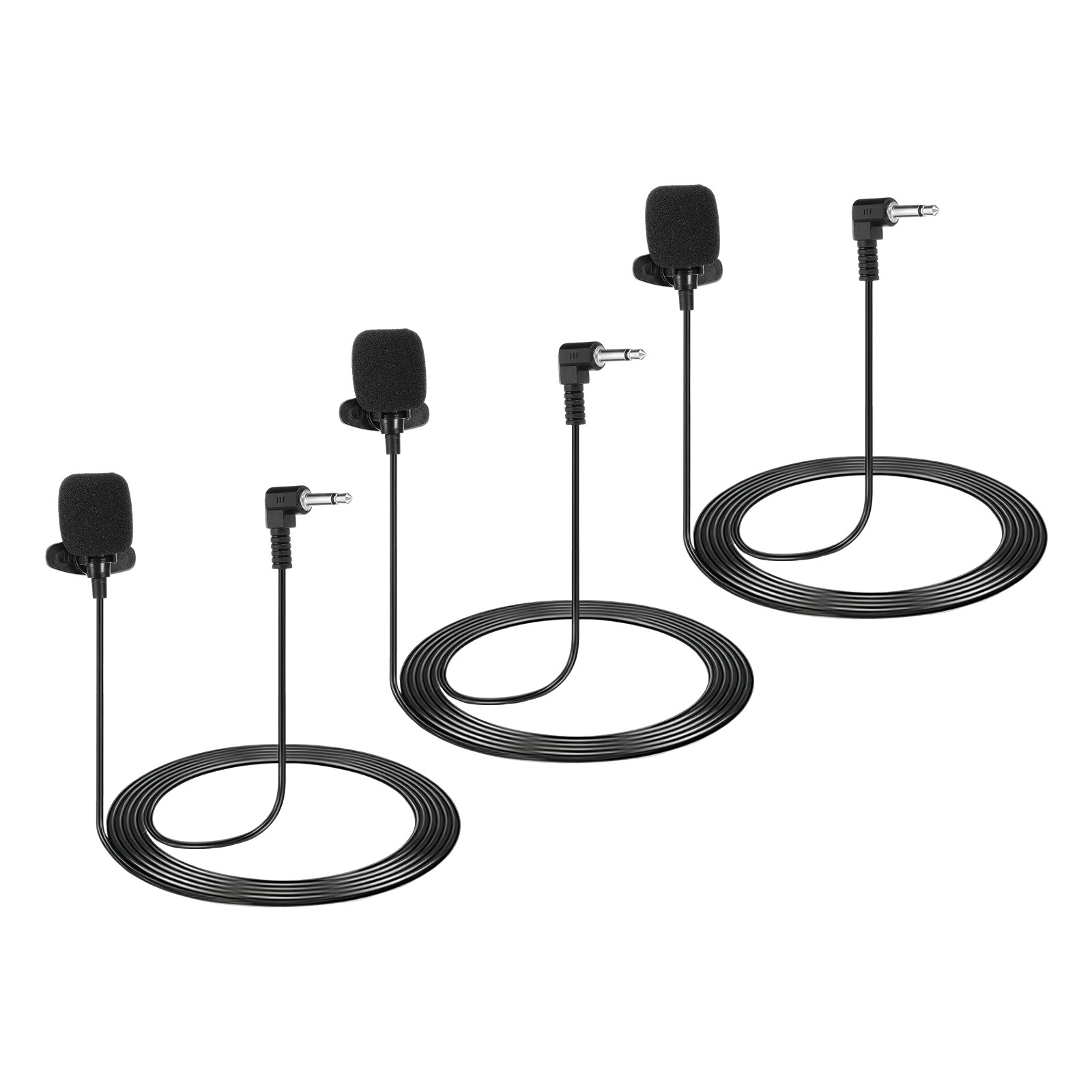 Lavalier Lapel Mic, 3.5mm Elbow Mono, 1.5m Wired Omnidirectional Mic Pack of 3