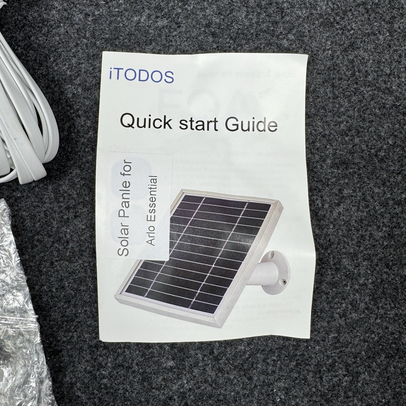 iTODOS IT0070 Solar Panel Charger for Arlo Essential Security Silver White