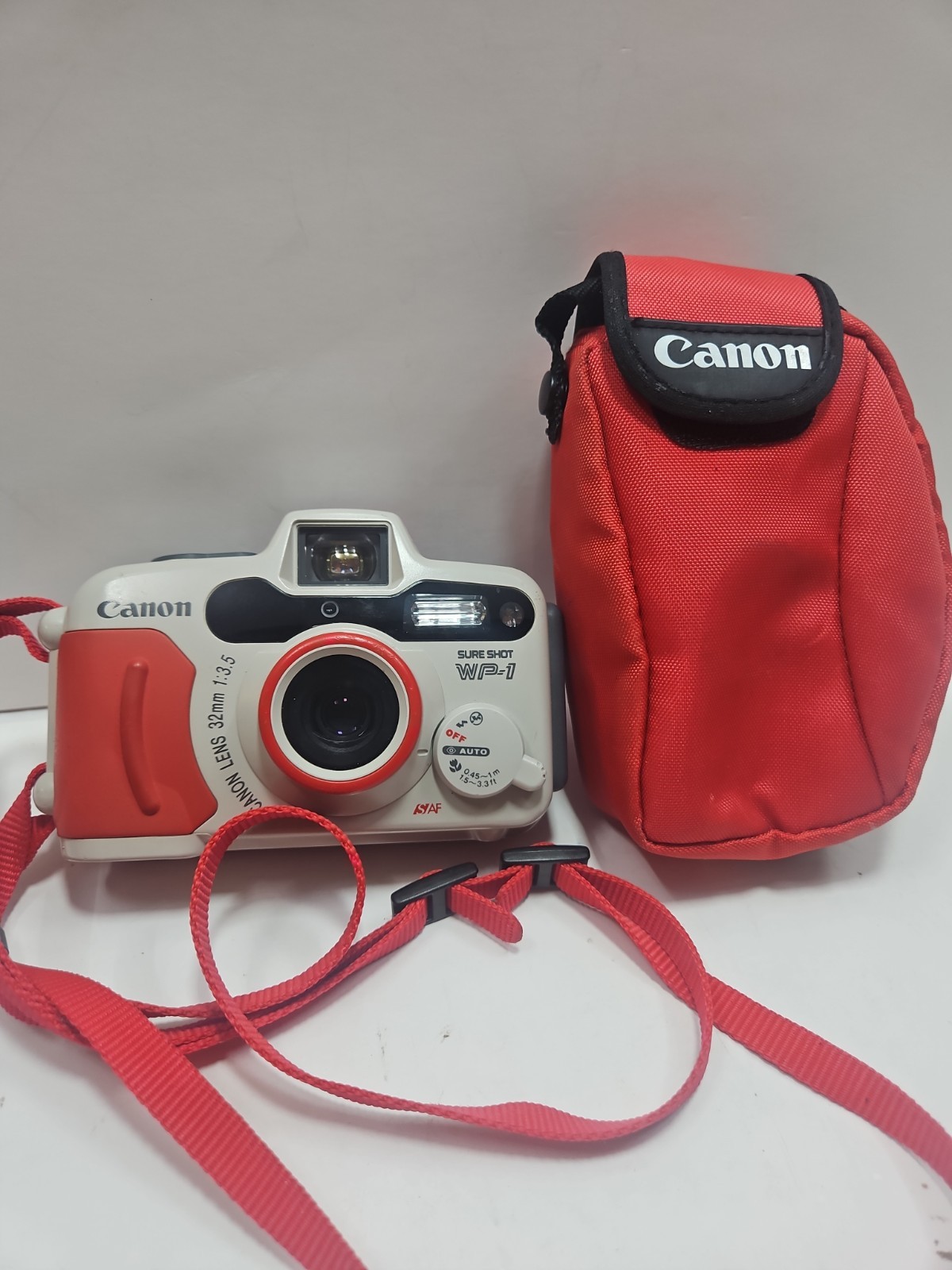 Canon Sure Shot WP-1 35mm Waterproof Film Camera w/ Red Case and Strap TESTED