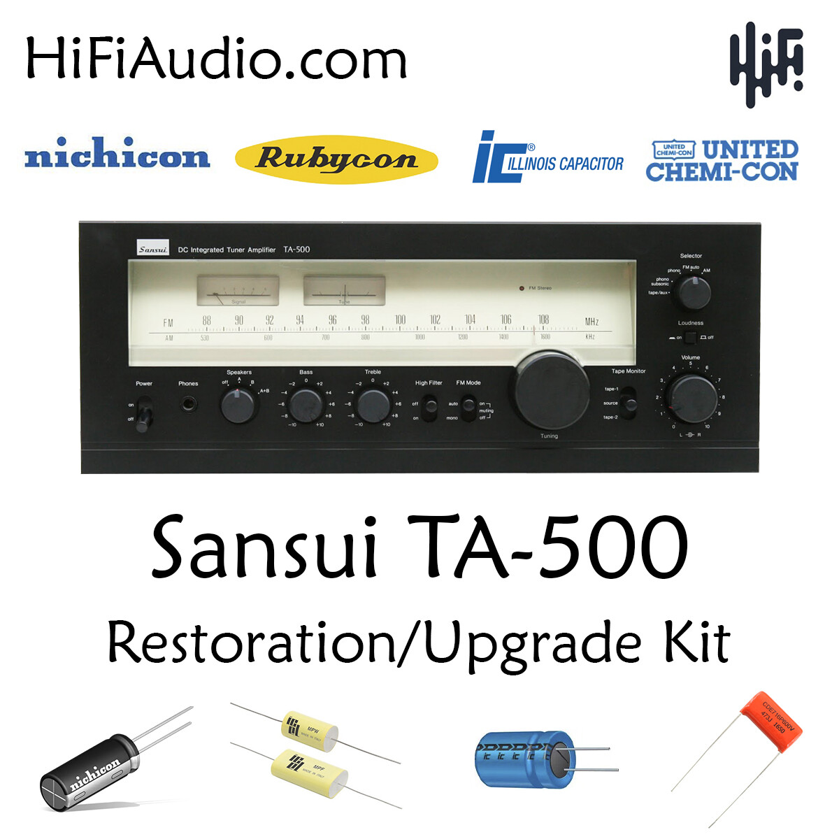 Sansui TA500 receiver rebuild restoration filter capacitor kit transistor repair