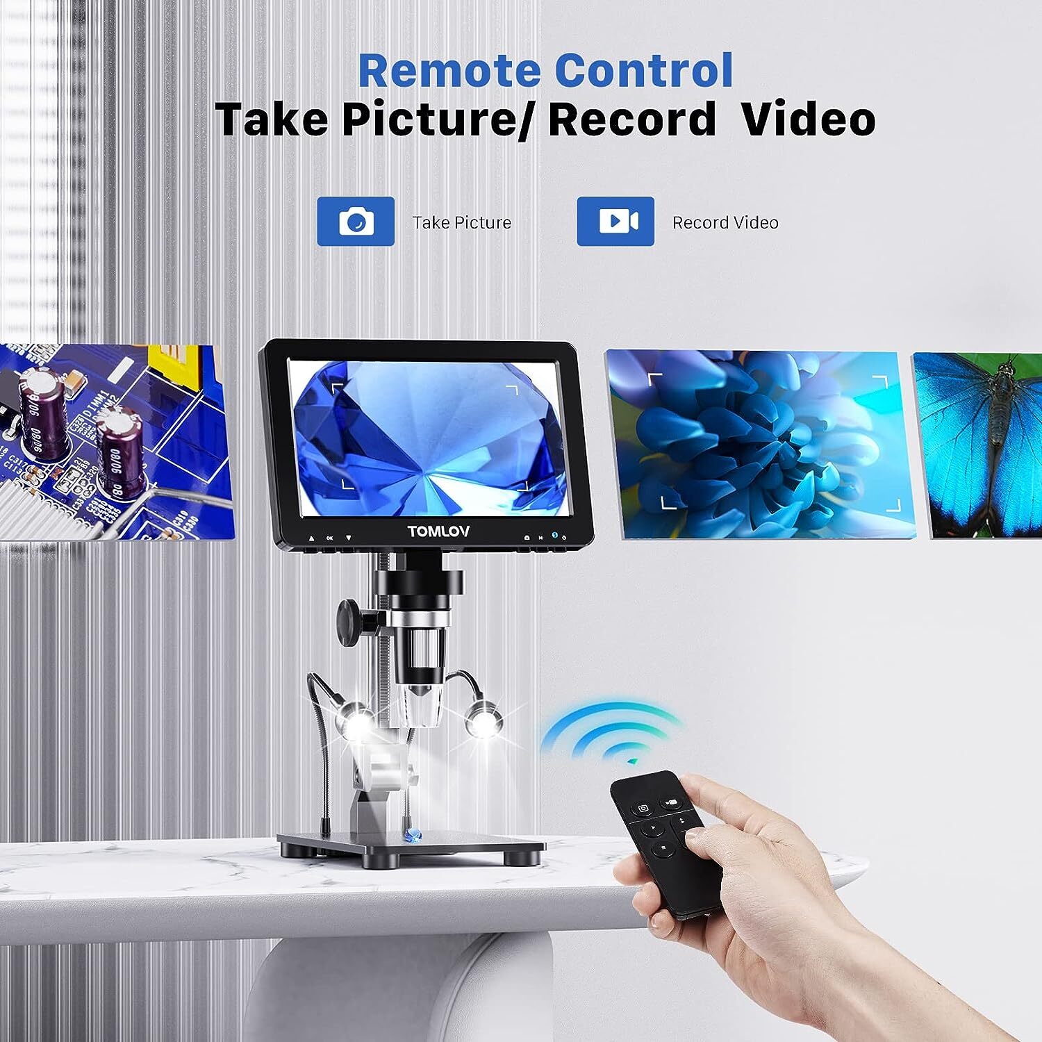 TOMLOV DM9 Pro 7" HDMI Digital Microscope 1200X with IPS Screen Coin Microscope