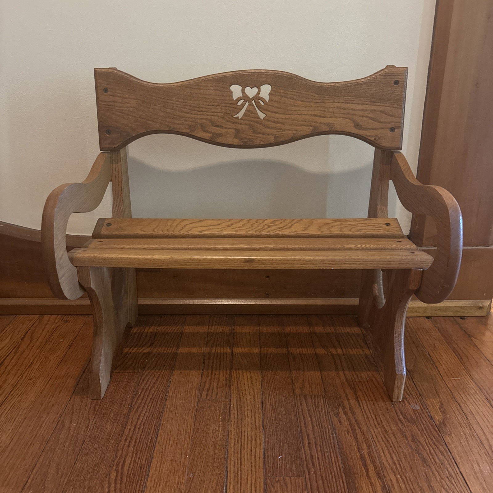 Vintage Handmade Wooden Child Bench Plant Stand Farmhouse Rustic Mud Room 21”