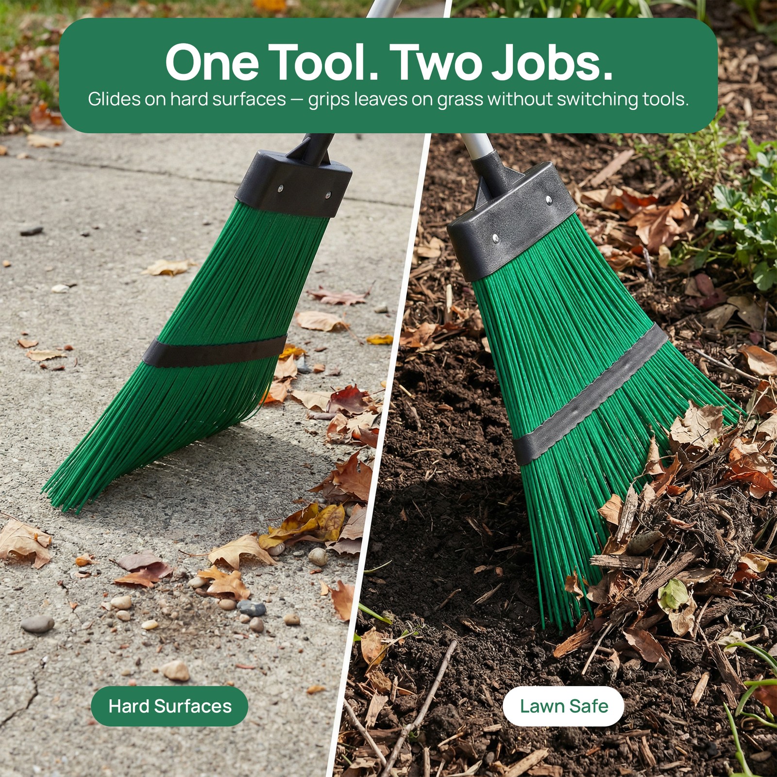 Extendable Long Handle Garden Leaf Broom Cleaning Tool for Leaves Grass & Debris