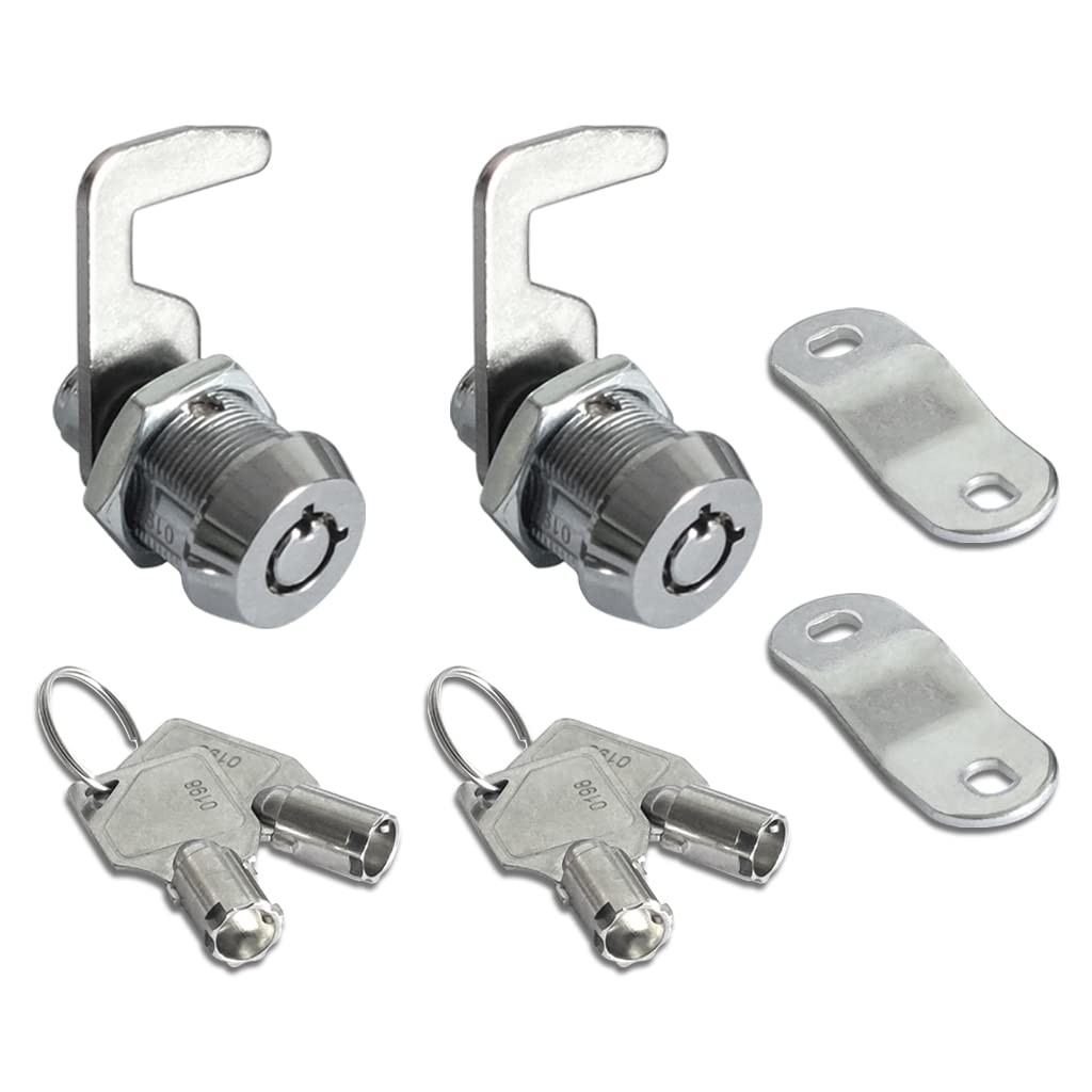 2 Pack Toolbox Lock 5/8" Tubular Cam Replacement Lock Hook Cam Keyed Alike wi...