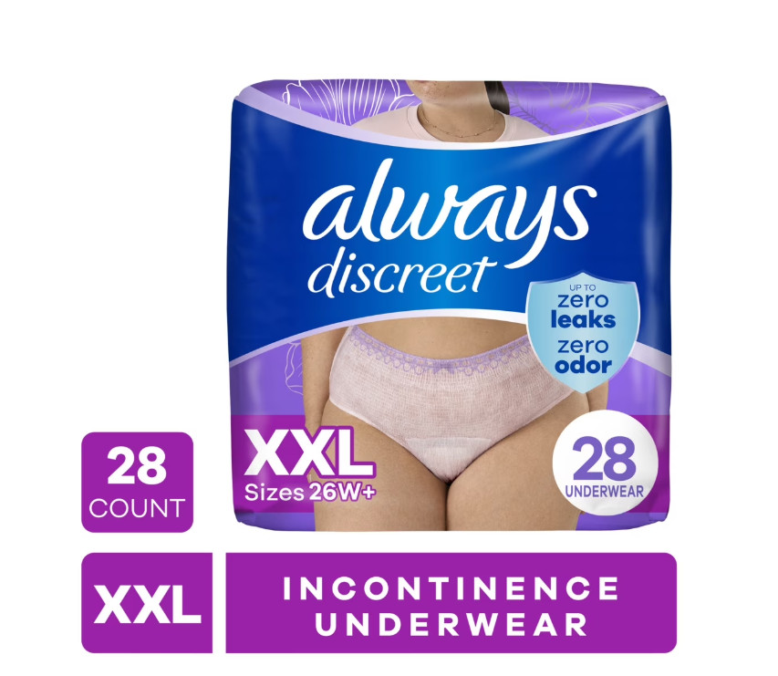 Always Discreet XXL Women Incontinence Underwear 100% Leak Protection 28 Ct