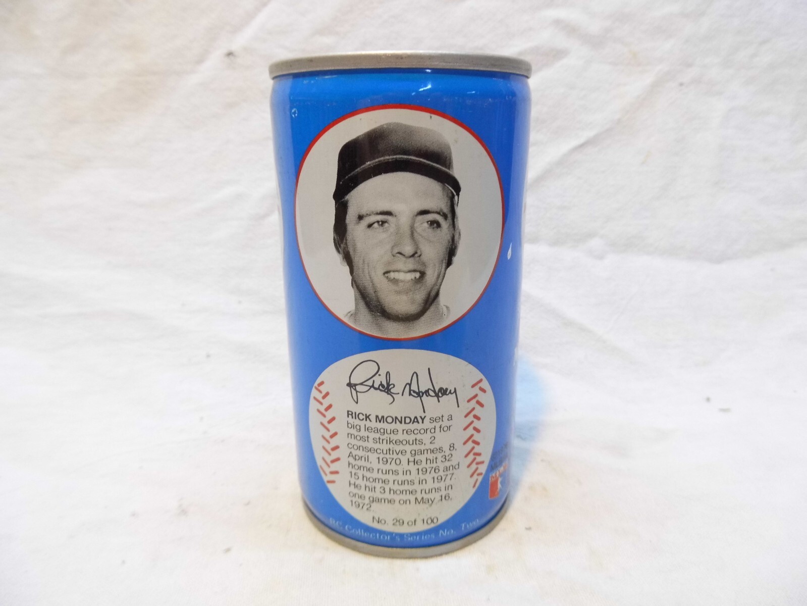 ROYAL CROWN RC COLA BASEBALL C/S SODA CAN~RICK MONDAY #29/100