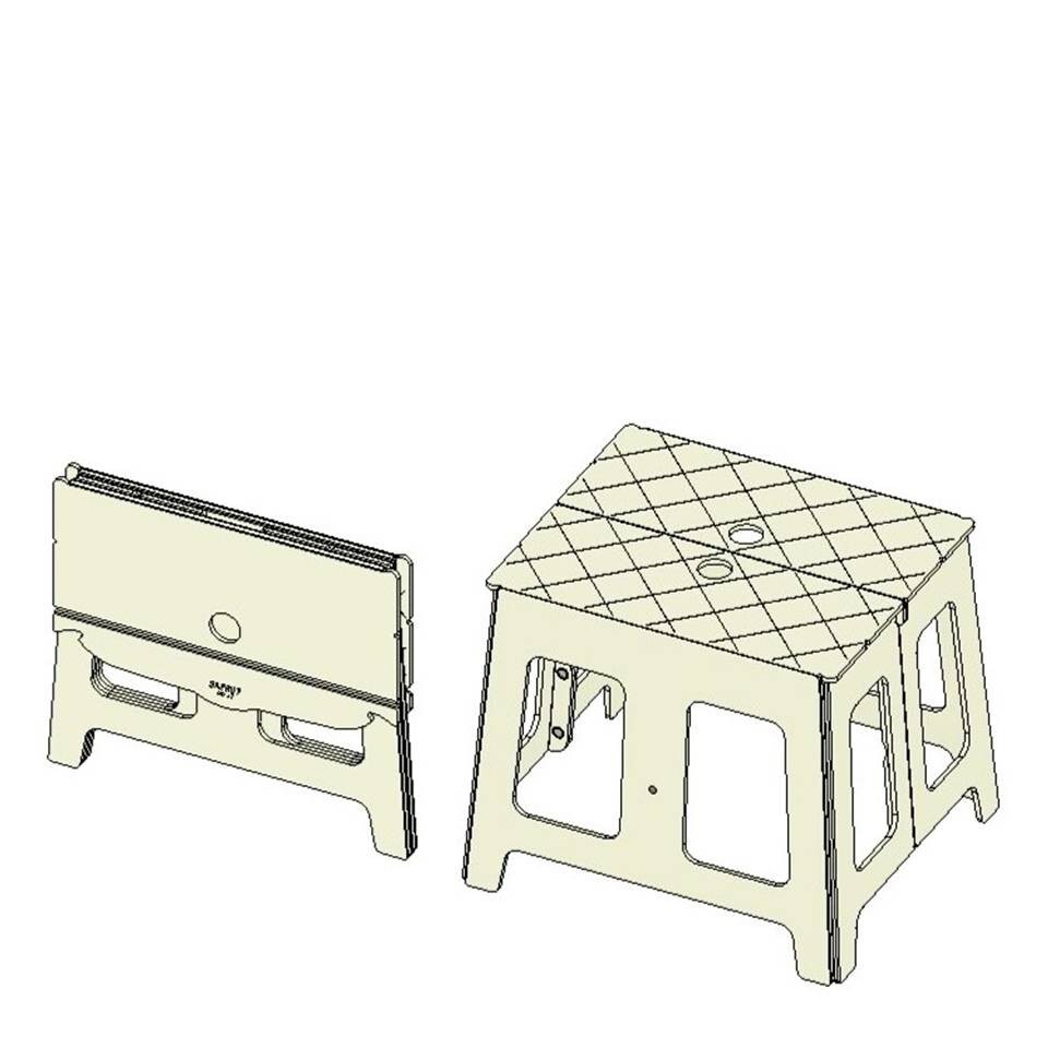 Padded portable Mini-Stool 10"/25 cm. Flat-folding compact lightweight seat/step