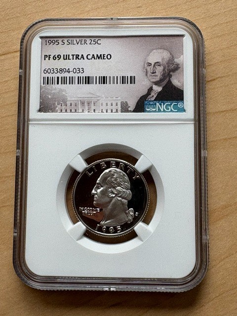 1995 S Silver Washington 25¢ NGC PF 69 Ultra Cameo