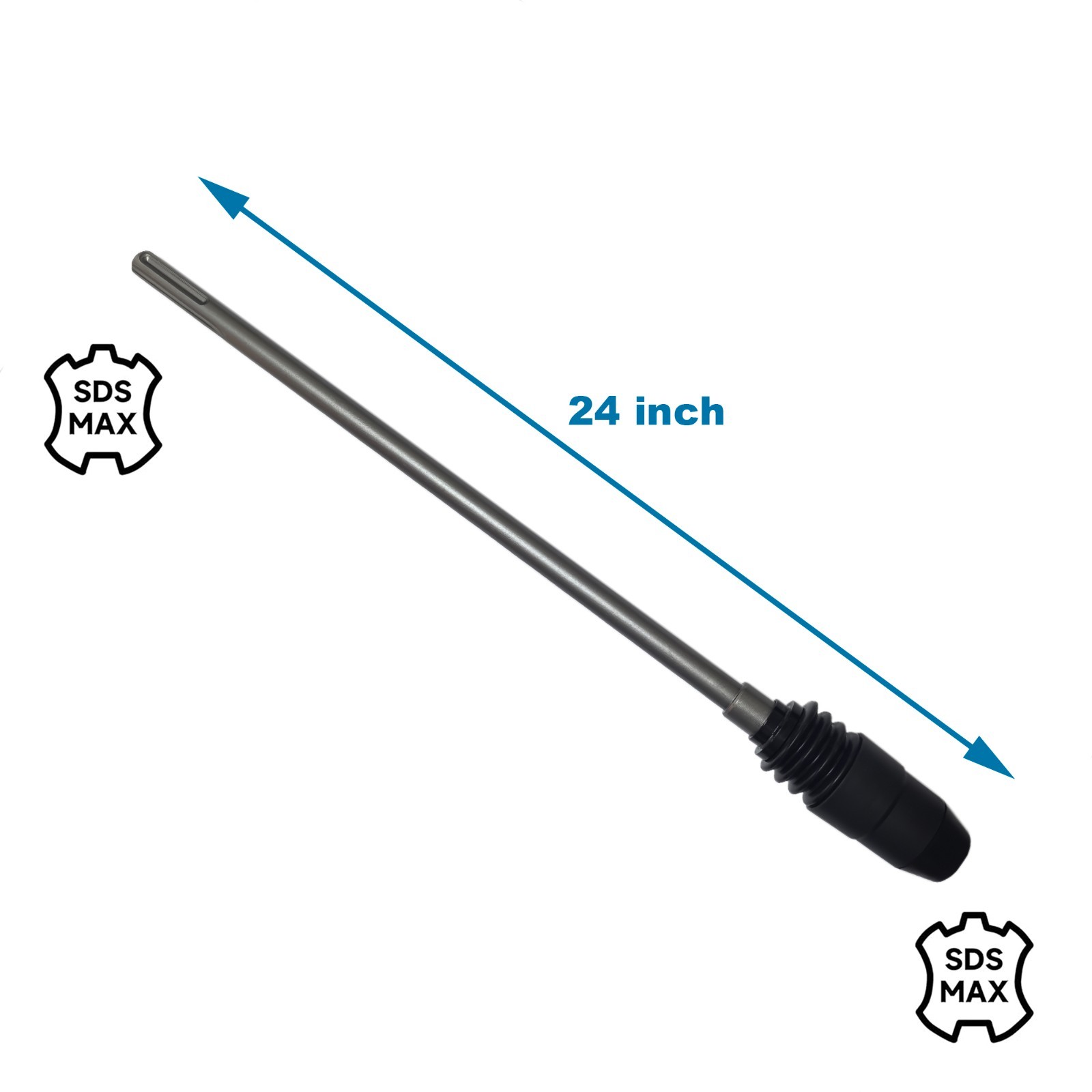 24" length SDS Max to SDS Max Extension Shaft & Quick-Change Chuck Adapter, 40Cr